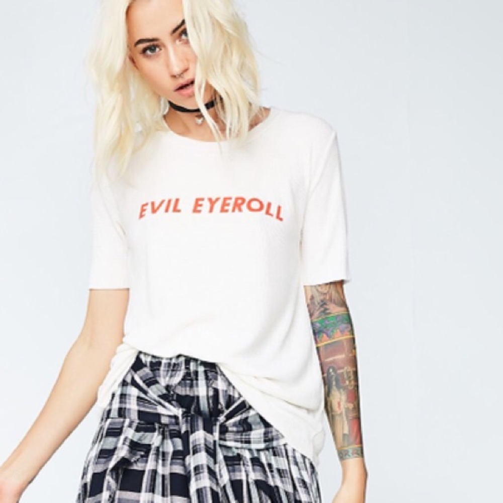 Wildfox EVIL EYEROLL THERMAL TEE RARE